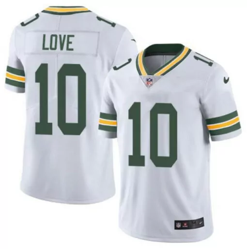 Jordan Love 10 Green Bay Packers Jersey White Men Yellow Vapor Stitched