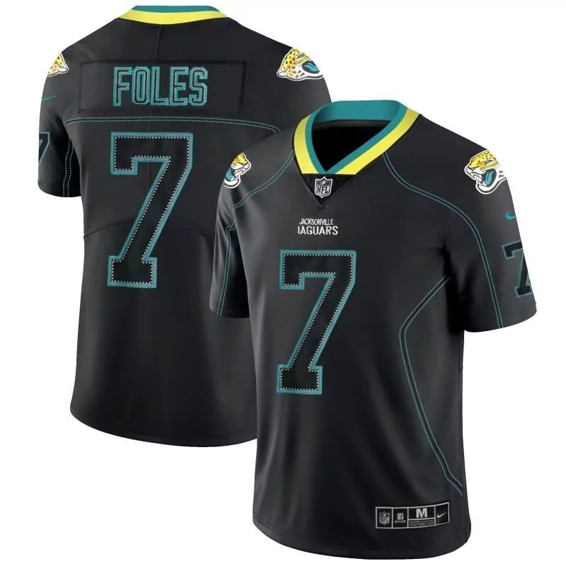Nick Foles 7 Jacksonville Jaguars Jersey Black Men Teal Yellow Classic