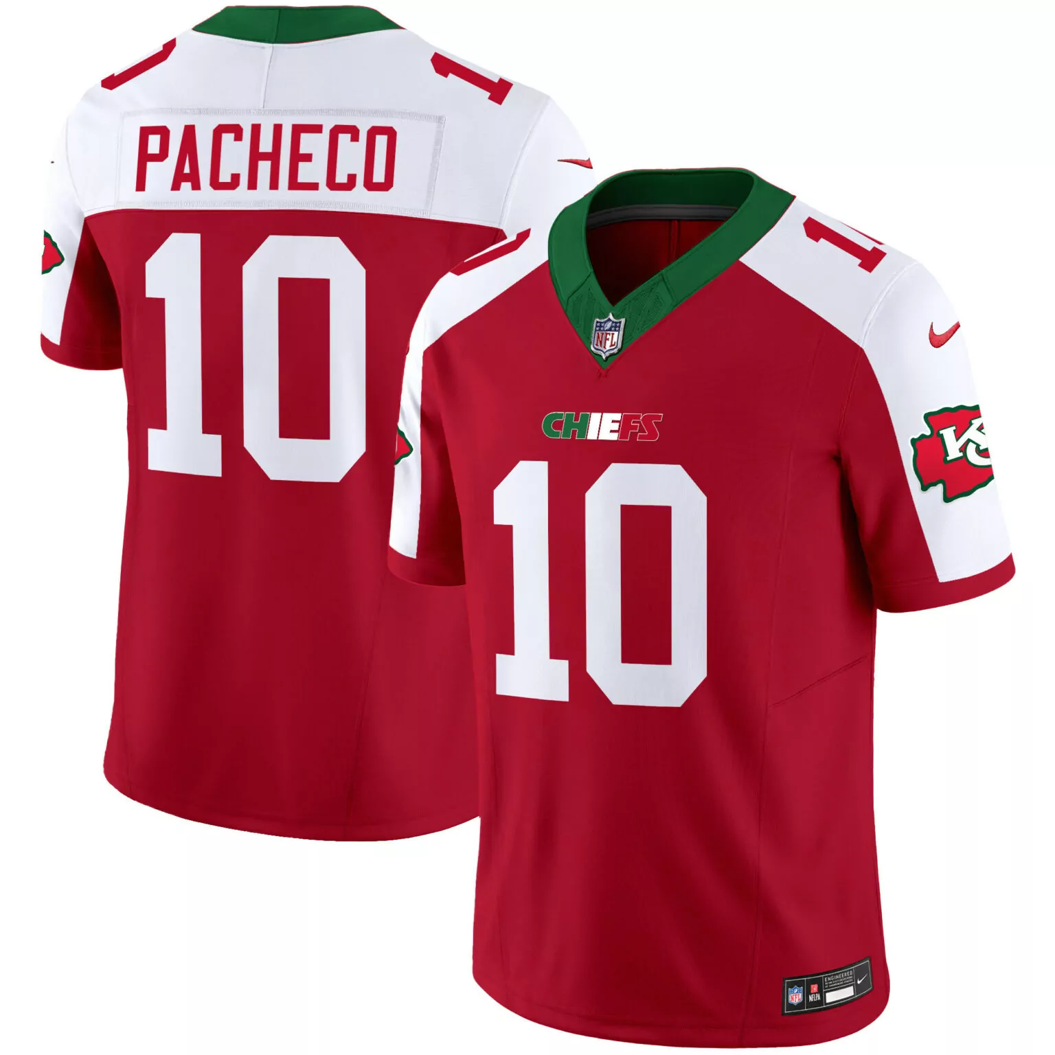 Isiah Pacheco 10 Jersey Red Kansas City Chiefs Nflpa Men Official White Green Alternate