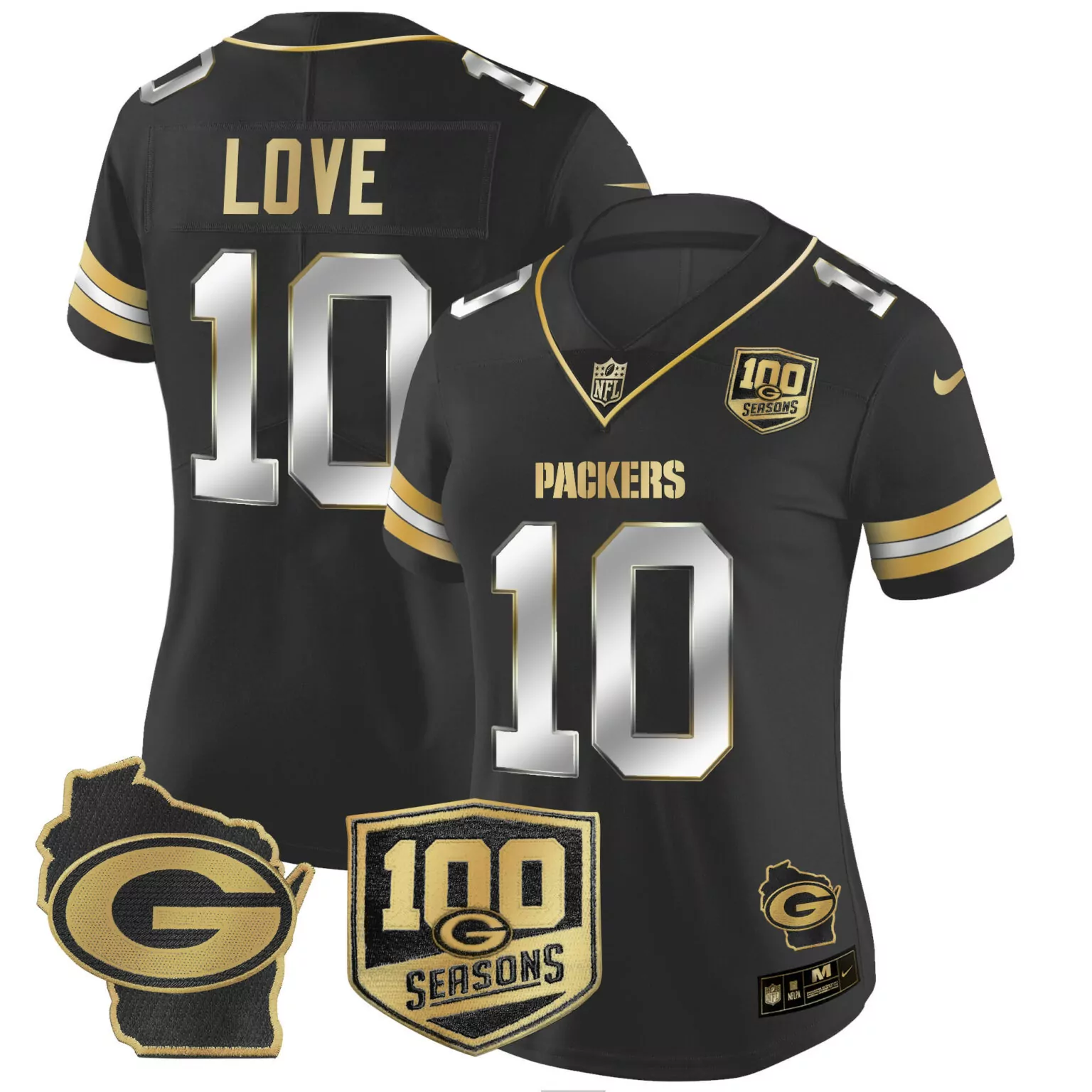 Jordan Love 10 Green Bay Packers Jersey Black 100th Season 100 Seasons Wisconsin 2019
