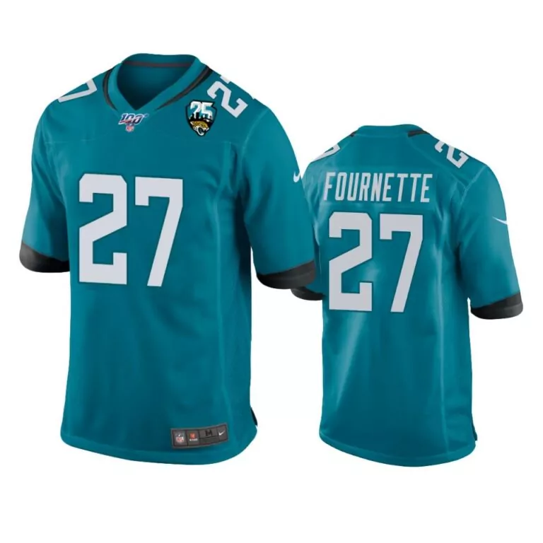 Leonard Fournette 27 Jaguars Jersey Teal 25th Season Men Replica Black White Anniversary