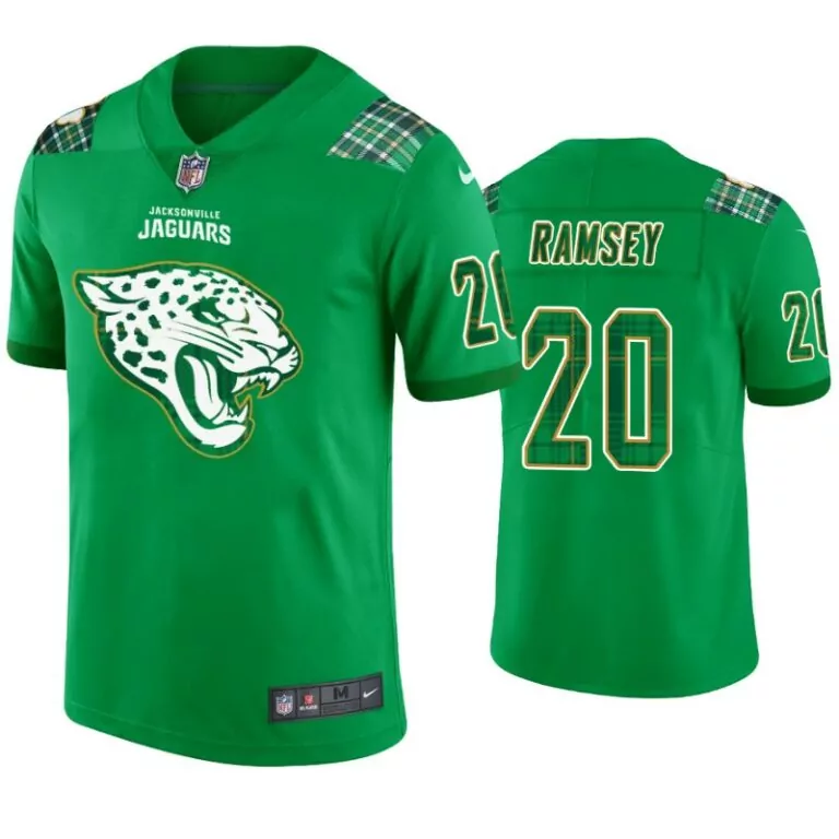 Jalen Ramsey 20 Jersey Green Jacksonville Jaguars Men Standard Split Design White