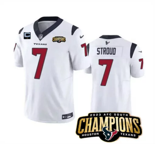 C.j. Stroud 7 Houston Texans Jersey White 2023 AFC South Champions Men Red Navy Vapor