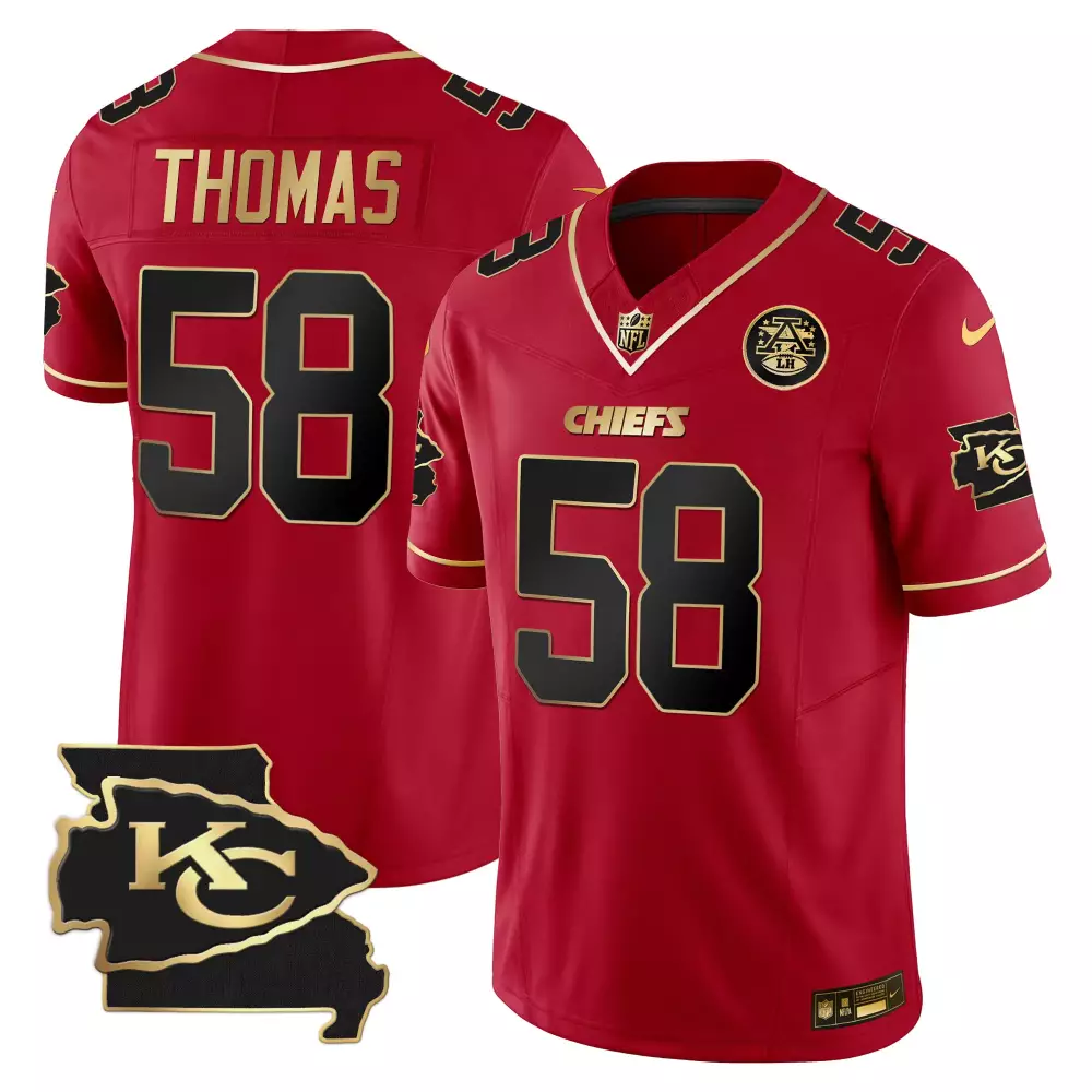 Derrick Thomas 58 Chiefs Jersey Red Super Bowl Iv Champions Men Replica Gold Black