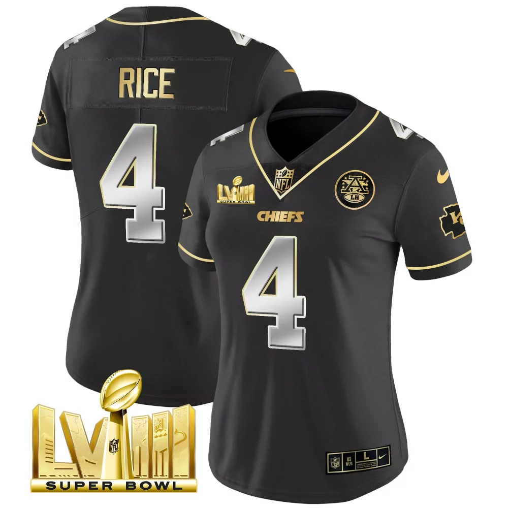 Derrick Thomas 4 Chiefs Jersey Black Super Bowl Lviii Women Player Gold Silver Limited