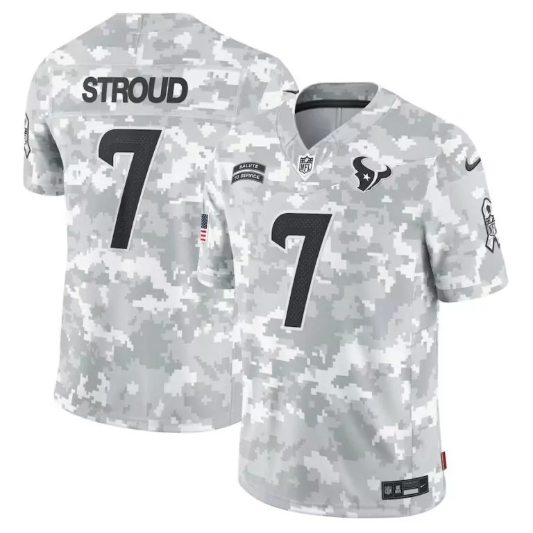 C.j. Stroud 7 Houston Texans Jersey White Salute To Service Men Alternate Custom Design