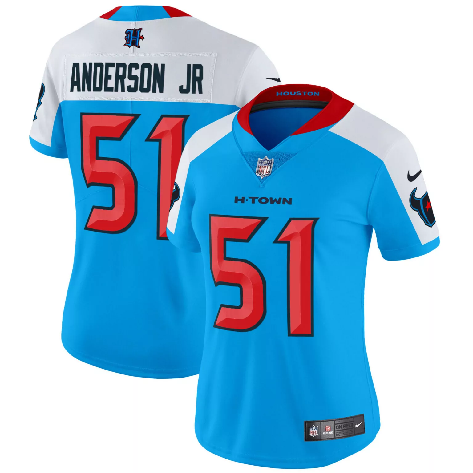 Will Anderson 51 Houston Texans Jersey Light Blue Players Men Alternate Split Design