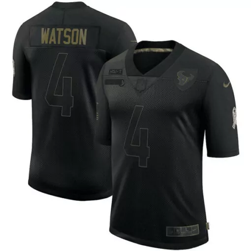 Deshaun Watson 4 Houston Texans Jersey Black Men Replica Gold Stitched