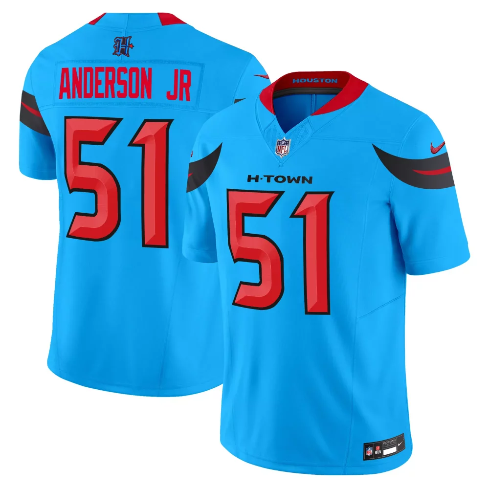 Anderson Jr 51 Houston Texans Jersey Light Blue Men Alternate Red Black Vapor Limited