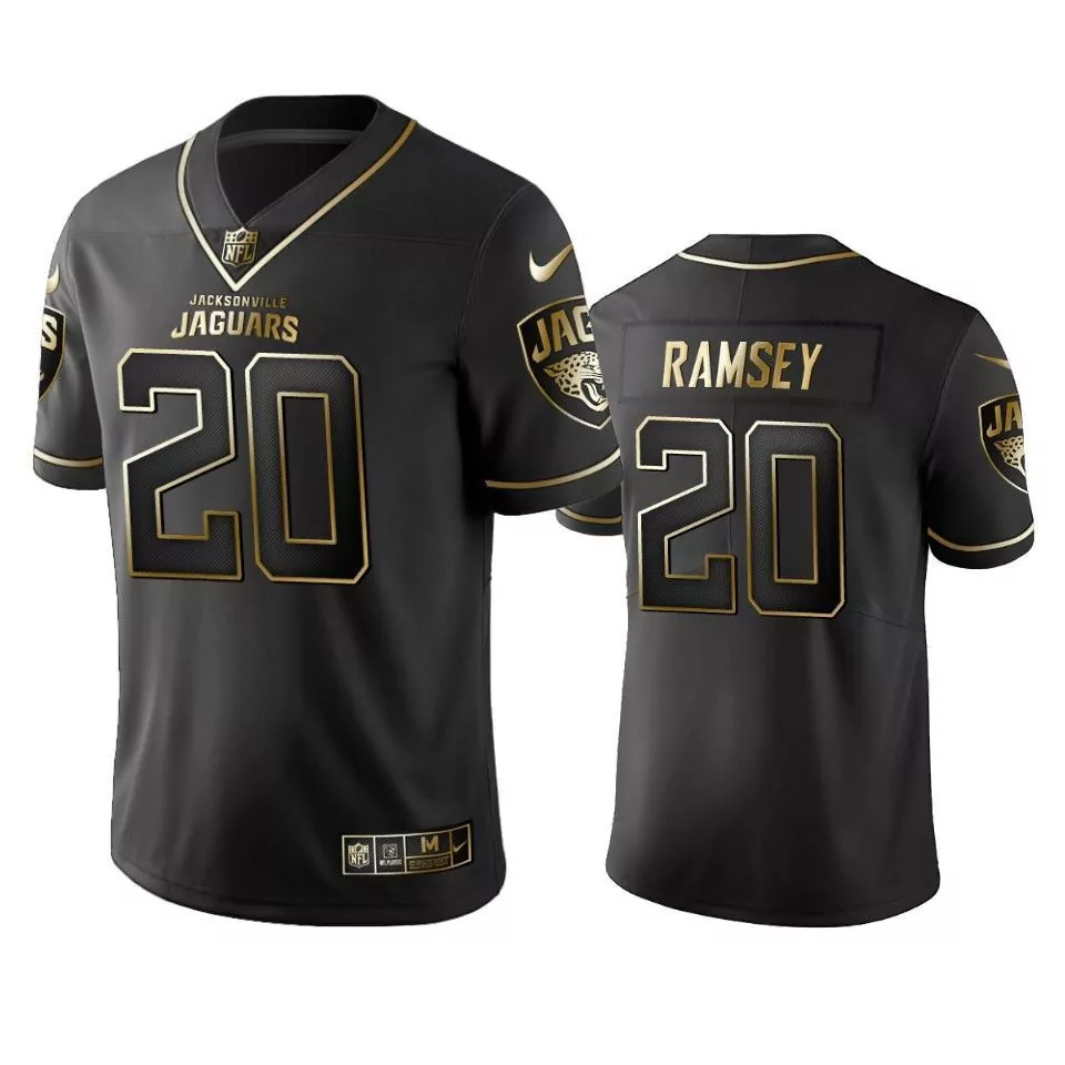 Jalen Ramsey 20 Jersey Black Jacksonville Jaguars Men Gold Vapor Limited