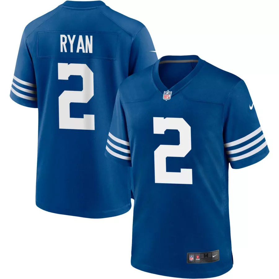 Matt Ryan 2 Indianapolis Colts Jersey Royal Blue Men Replica White Alternate Game