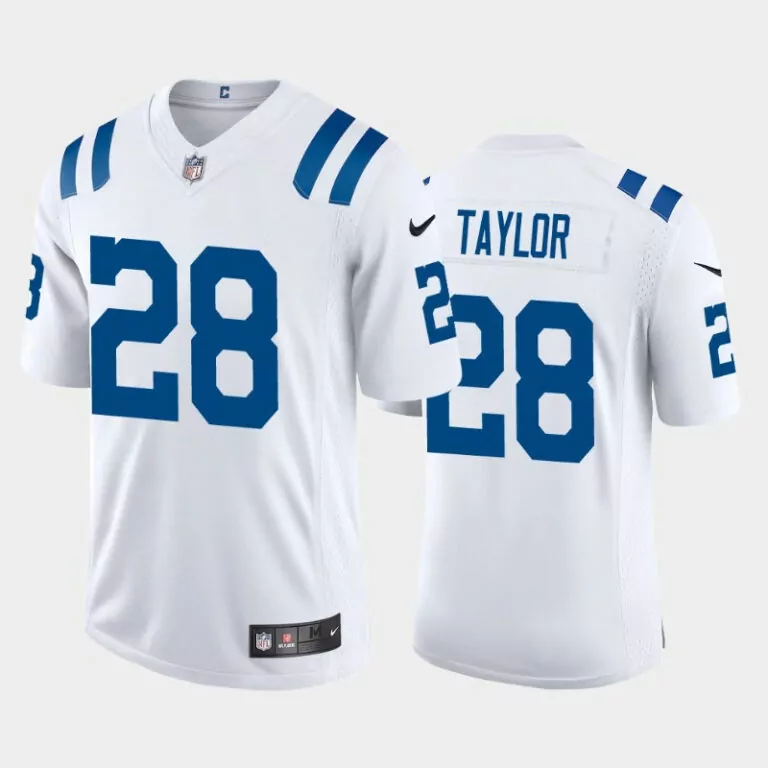 Jonathan Taylor 28 Jersey White Indianapolis Colts Men Player Blue Vapor