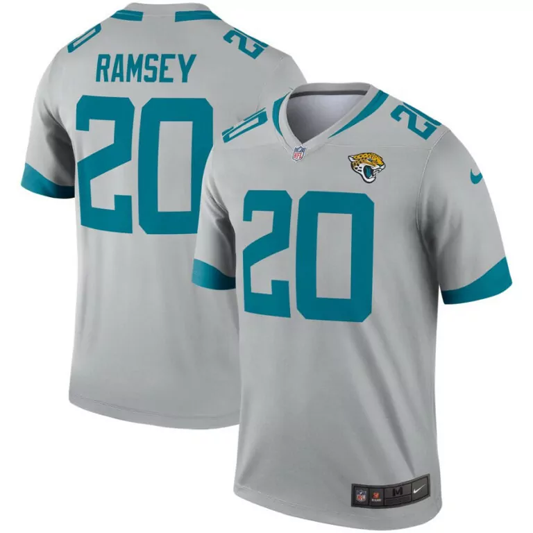 Jalen Ramsey 20 Jersey Gray Jacksonville Jaguars Men NFL Teal
