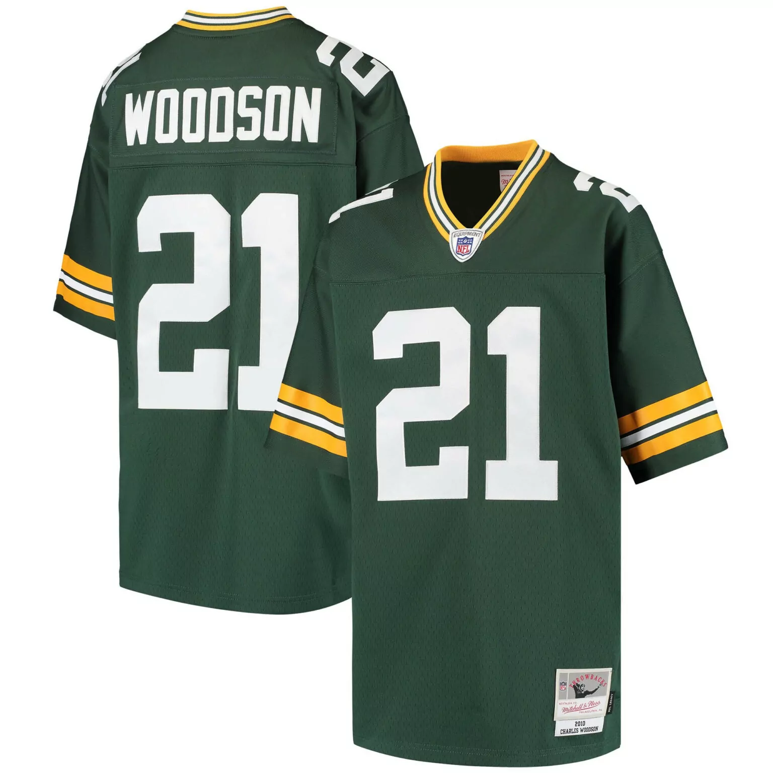 Charles Woodson 21 Jersey Green Throwback Bay Packers Equipment Men Authentic Design