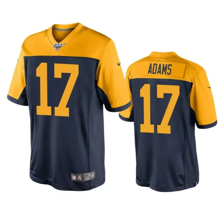 Davante Adams 17 Jersey Navy Green Bay Packers Men Split Alternate Yellow Throwback
