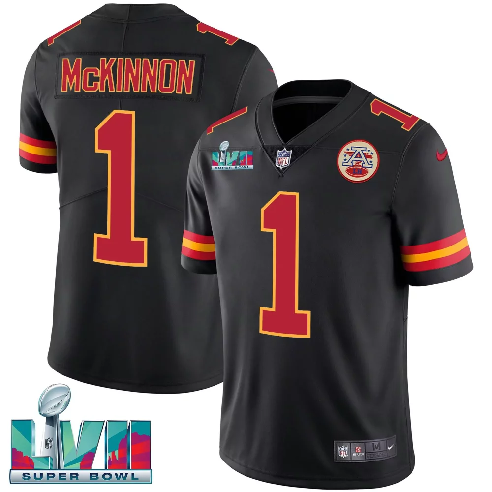 Jerick Mckinnon 1 Jersey Black Super Bowl Lvii Kansas City Chiefs Men Player Red