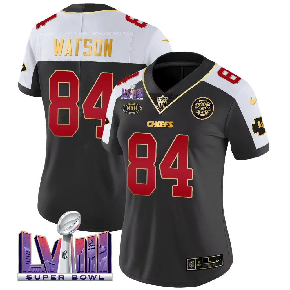 Watson 84 Chiefs Jersey Black Super Bowl Lviii Nkh 2023 Women Split Design White