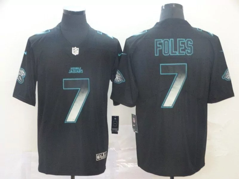 Nick Foles 7 Jacksonville Jaguars Jersey Black Men Replica Teal Silver Vapor