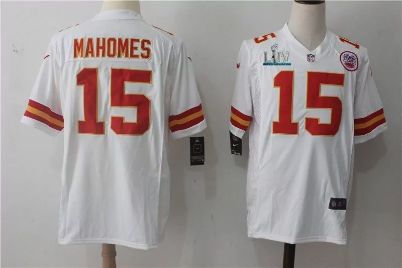 Patrick Mahomes 15 Jersey White Kansas City Chiefs Super Bowl Liv Champions Men Replica