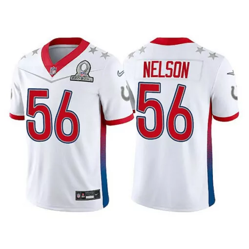 Quenton Nelson 56 Pro Bowl Jersey White Red Blue Stitched