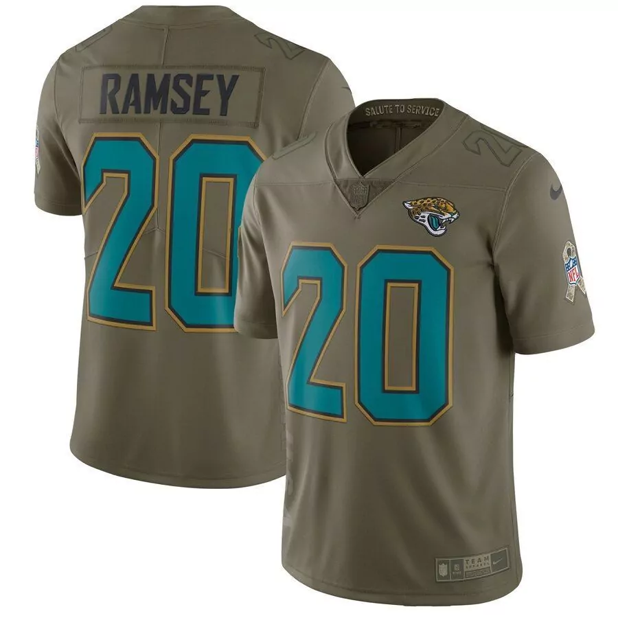Jalen Ramsey 20 Jaguars Jersey Olive Green Salute To Service Saluting Men Alternate