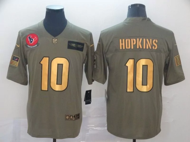 Deandre Hopkins 10 Houston Texans Jersey Olive Green Salute To Service Us Flag Men