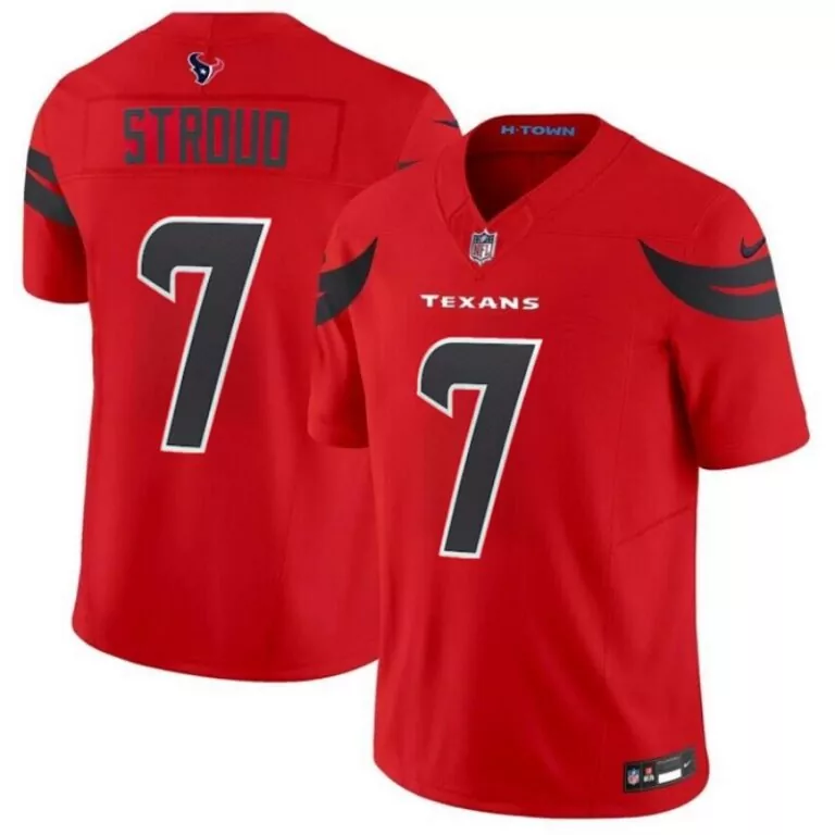 C.j. Stroud 7 Texans Jersey Red Men Game Black Alternate Vapor Stitched