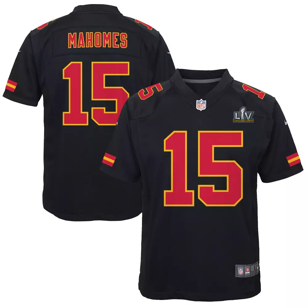 Patrick Mahomes 15 Jersey Black Kansas City Chiefs Super Bowl Liv Men Replica Red