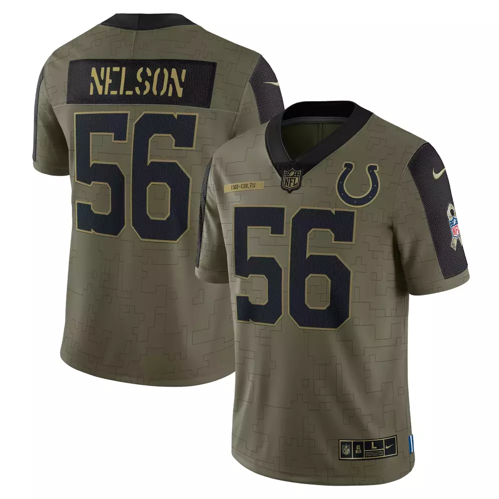 Quenton Nelson 56 Colts Jersey Olive Salute To Service Men NFL Alternate Custom Design
