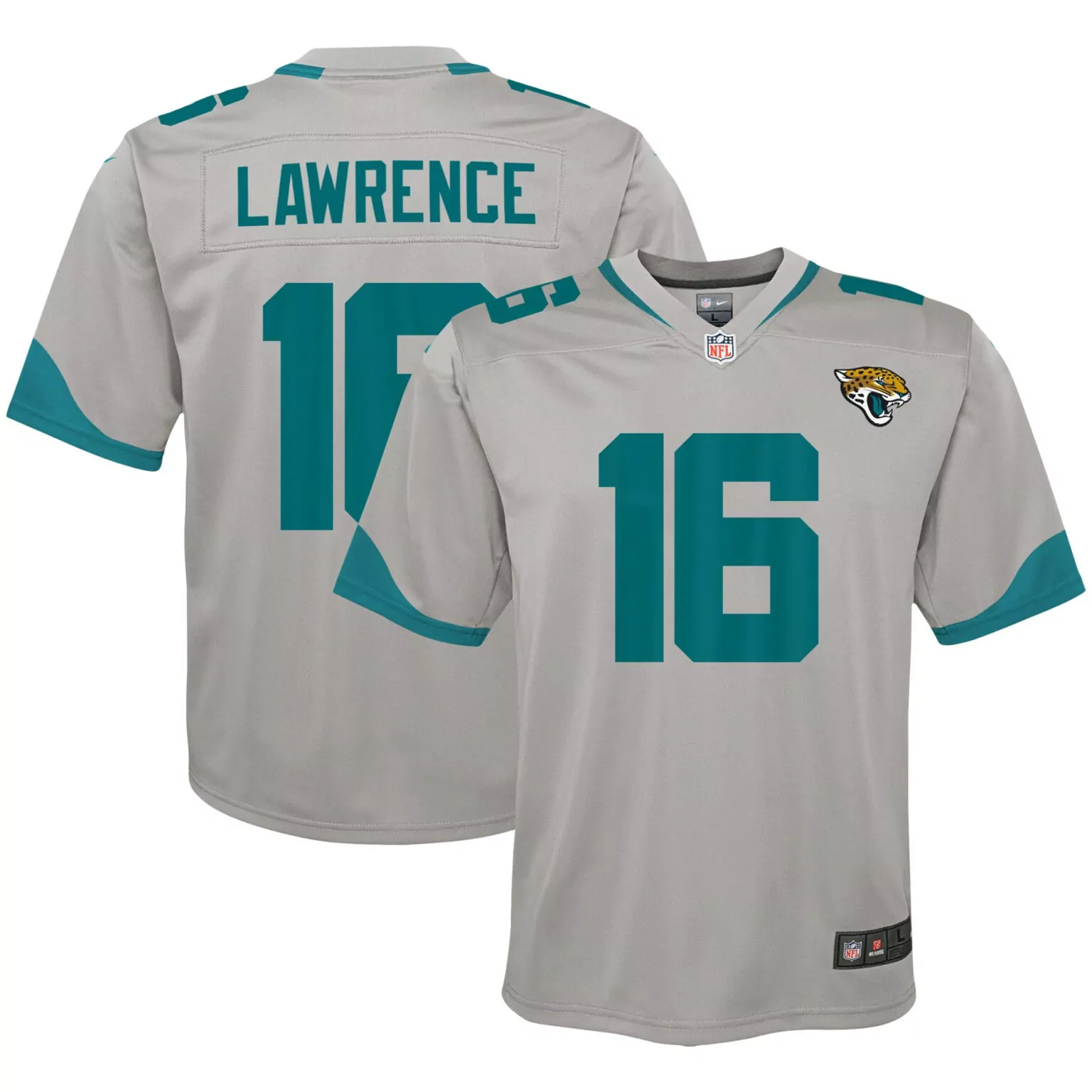 Trevor Lawrence 16 Jersey Gray Jacksonville Jaguars Men NFL Teal Game