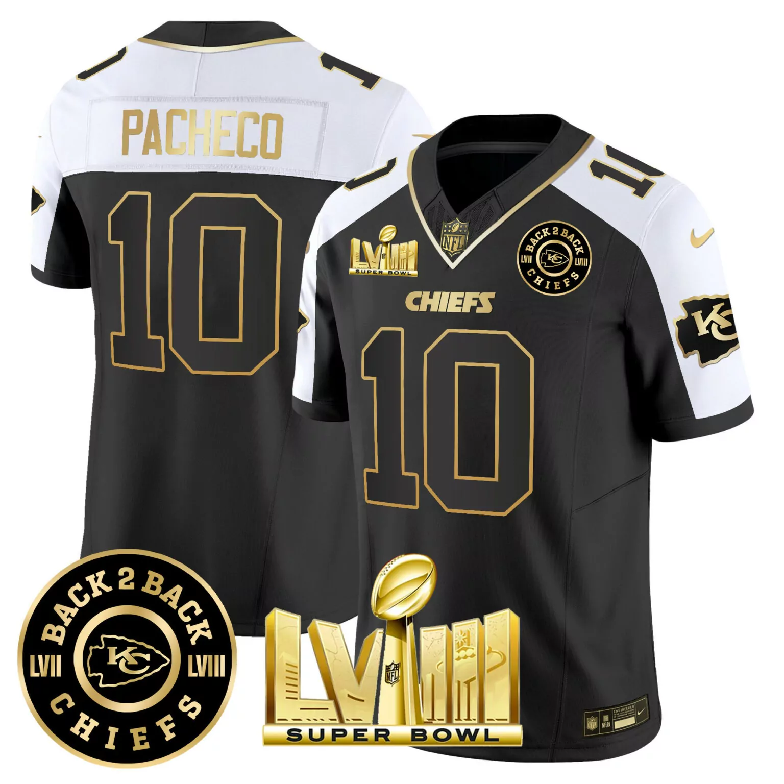 Isiah Pacheco 10 Chiefs Jersey Black Back To Champions Super Bowl Lviii Lvii Men