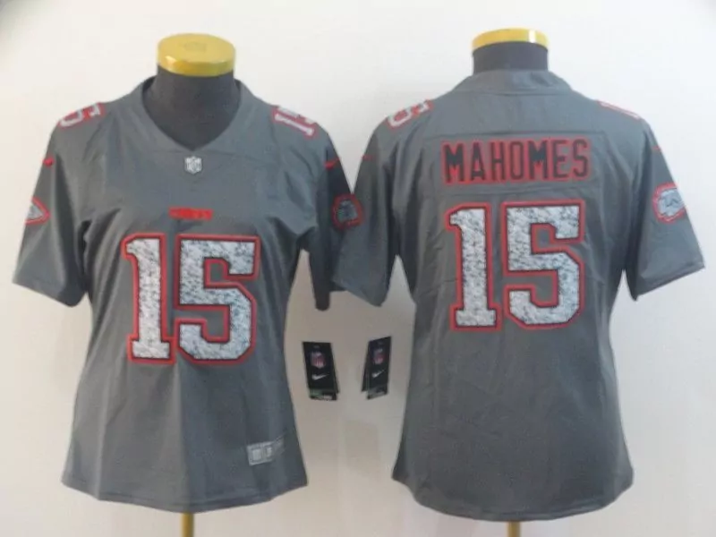 Patrick Mahomes 15 Jersey Gray Kansas City Chiefs Men Player Alternate Red White