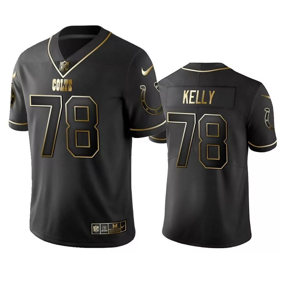 Kelly 78 Colts Jersey Black Men Standard Gold Vapor Limited