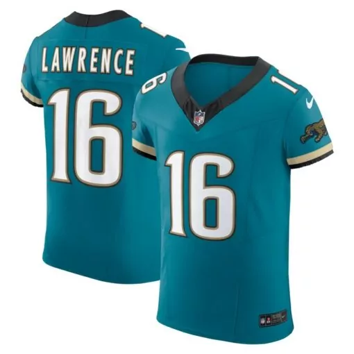 Trevor Lawrence 16 Jersey Teal Jacksonville Jaguars Men Black Gold White Throwback