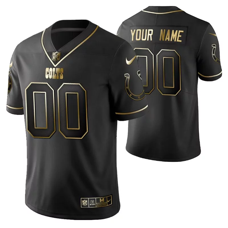 Custom Colts Jersey Black Men Gold