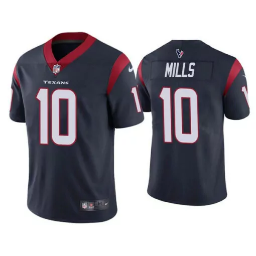 Davis Mills 10 Texans Jersey Navy Men Red White Vapor Stitched