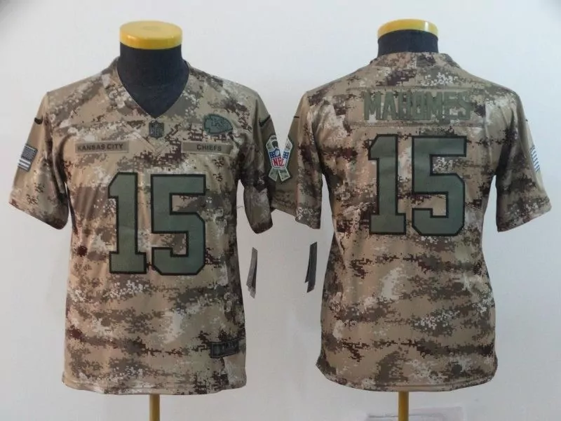 Patrick Mahomes 15 Jersey Camo Salute To Service Kansas City Chiefs Us Flag Men Replica