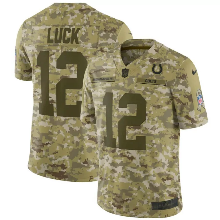 Andrew Luck 12 Colts Jersey Tan Salute To Service Salutes Men Alternate Custom Design