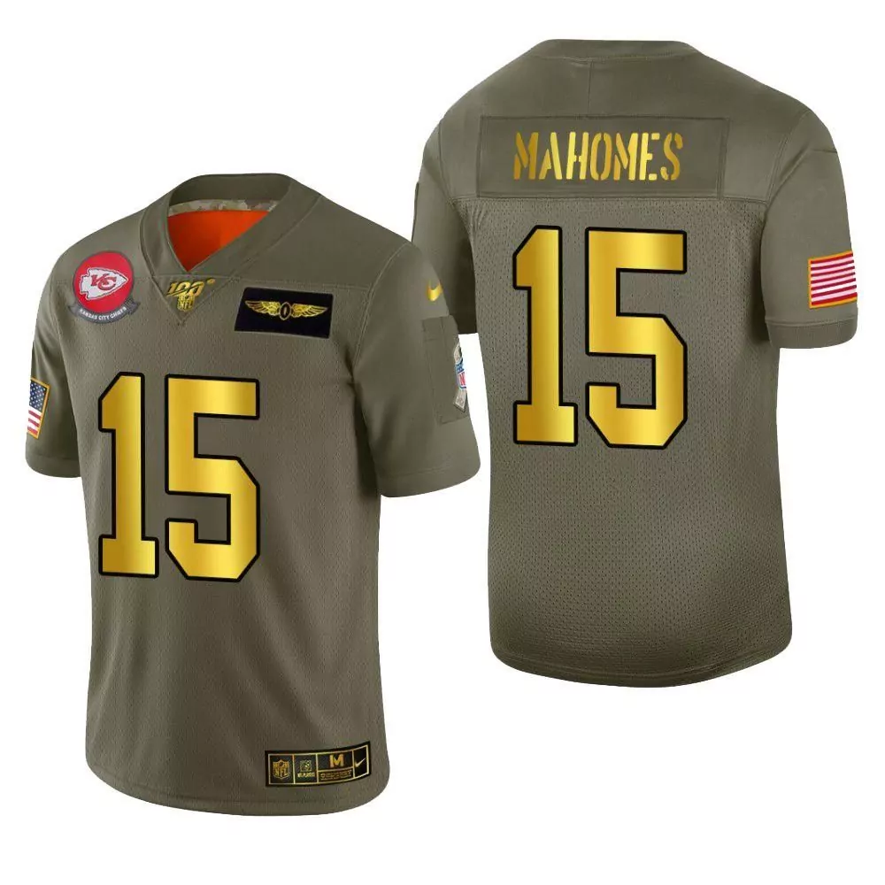 Patrick Mahomes 15 Jersey Olive Green Salute To Service Kansas City Chiefs Air Force