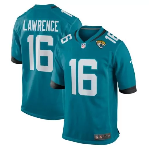 Trevor Lawrence 16 Jersey Teal Jacksonville Jaguars Men Replica Black White Game