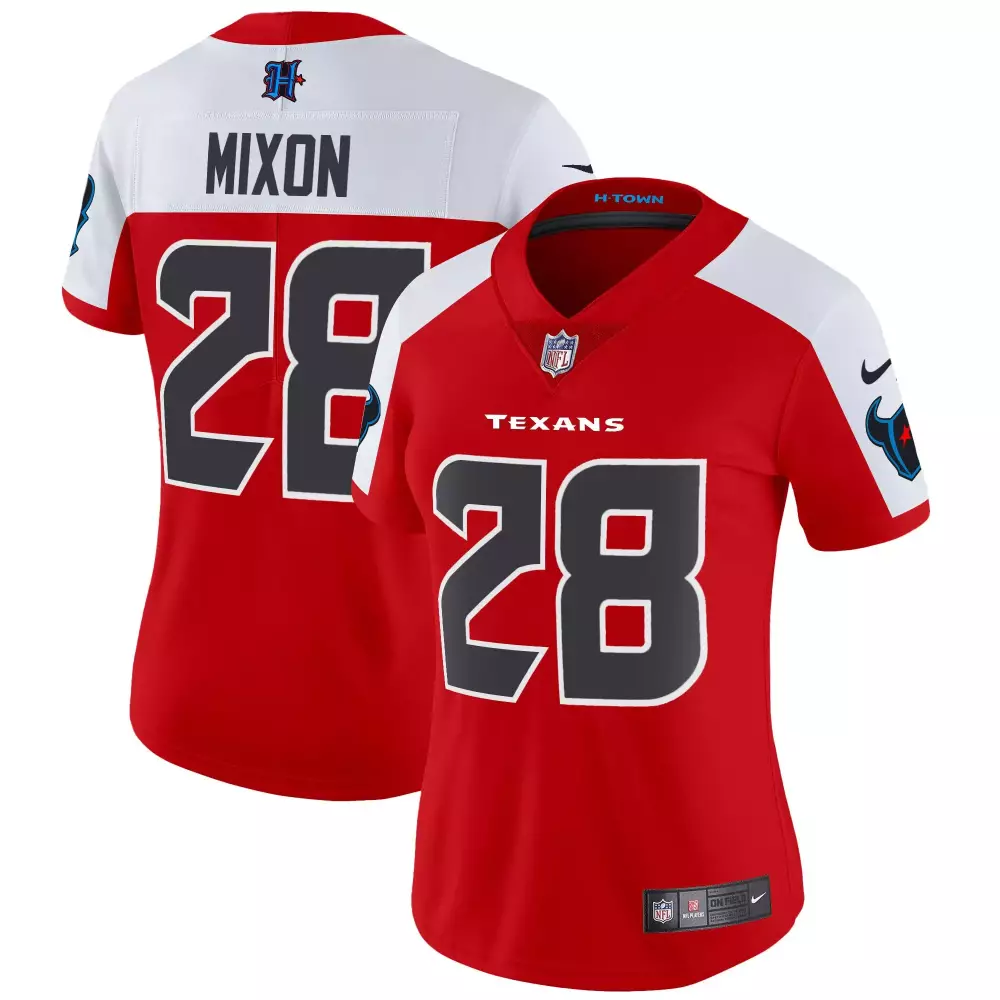 Mixxon 28 Texans Jersey Red Women Official White Black Alternate Vapor Limited All