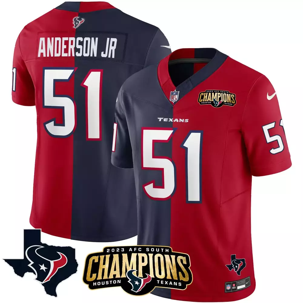 Anderson Jr 51 Houston Texans Jersey Navy Blue AFC South Champions 2023 Men Split