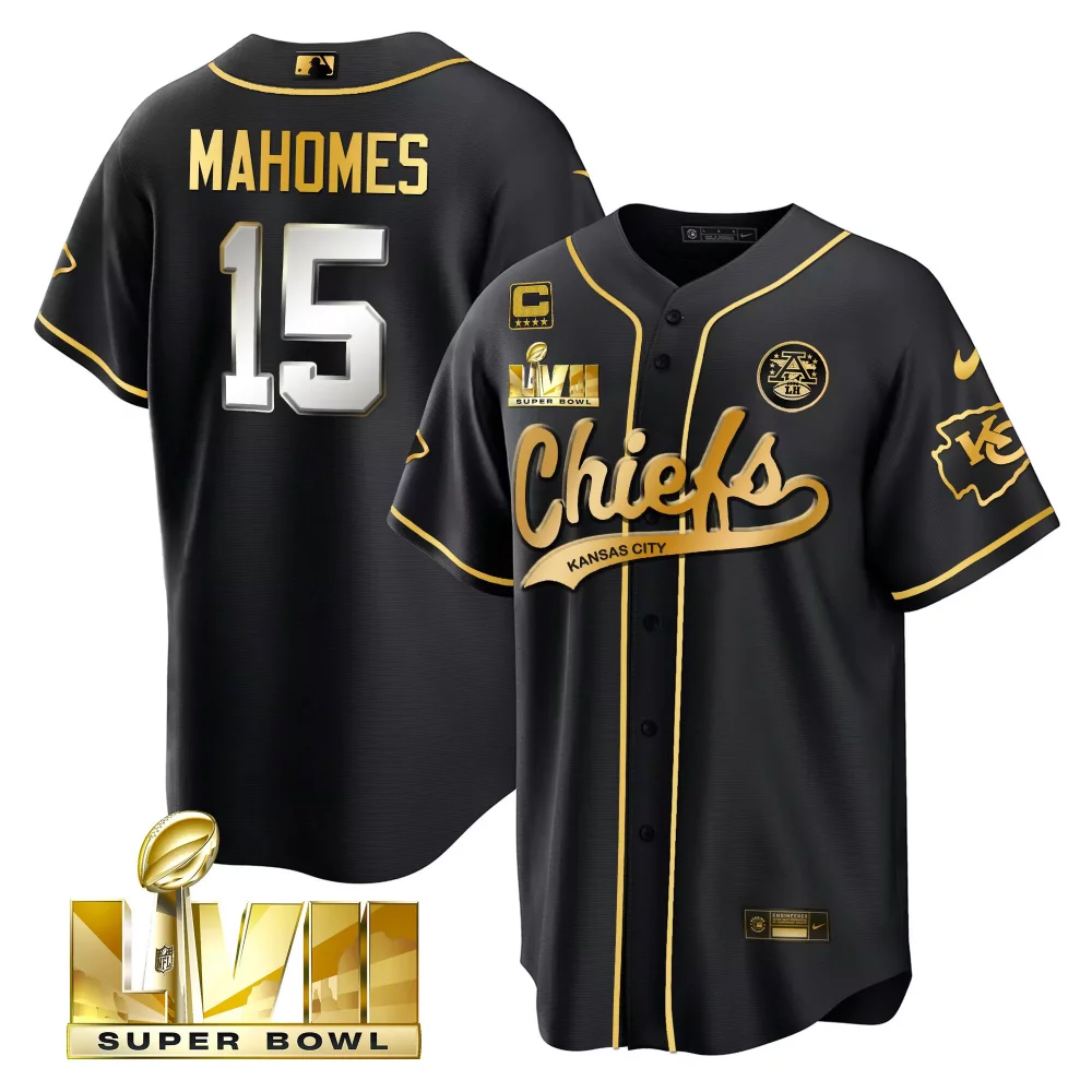 Patrick Mahomes 15 Jersey Black Super Bowl Lvii Champions Kansas City Chiefs Men