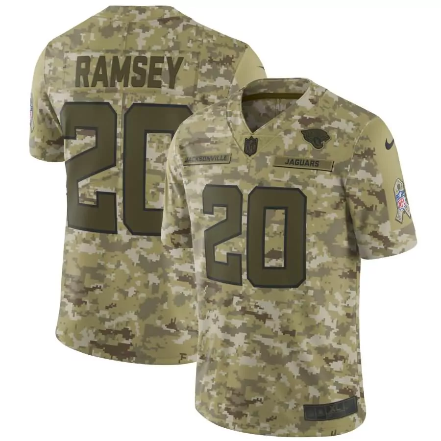 Jalen Ramsey 20 Jaguars Jersey Green Salute To Service Men Digital Camouflage Custom Design