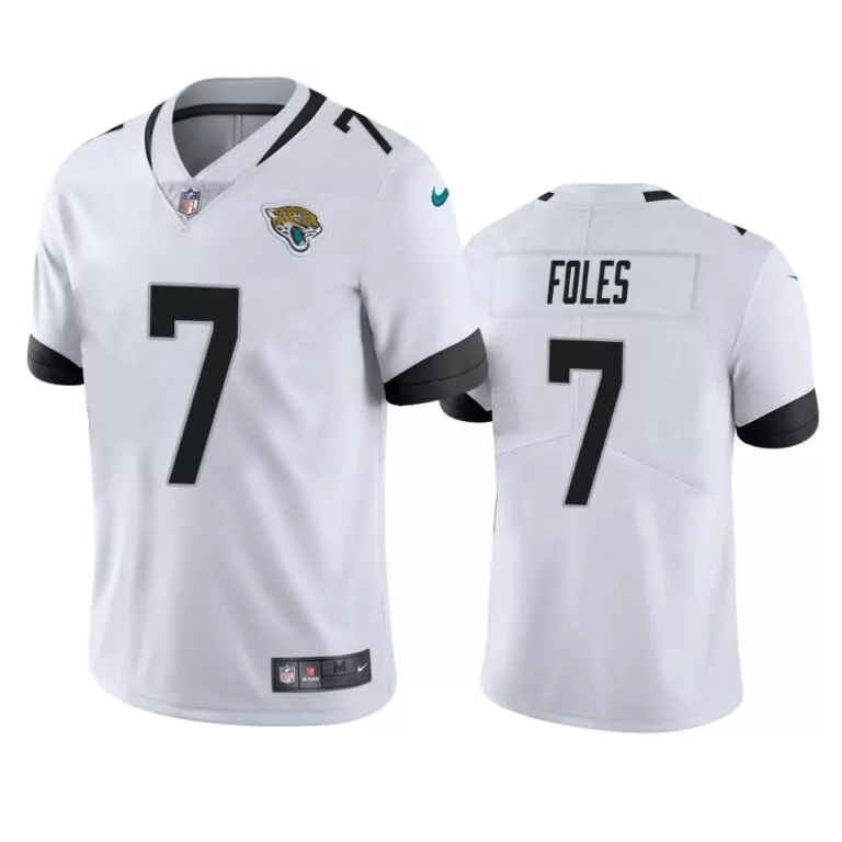Nick Foles 7 Jacksonville Jaguars Jersey White Men Official Black Vapor