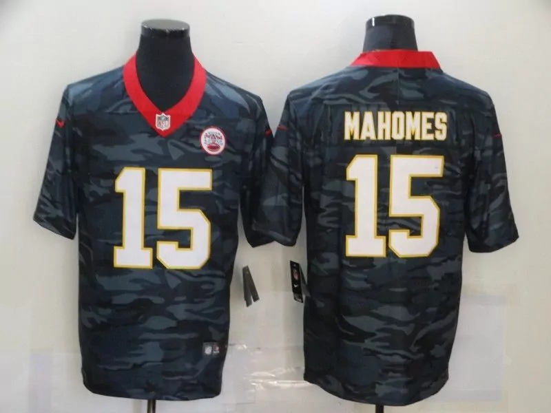 Patrick Mahomes 15 Jersey Black Kansas City Chiefs Men Alternate Custom Design Red