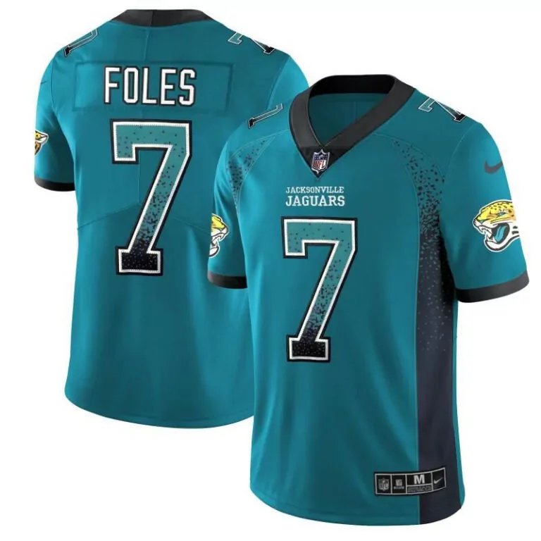 Nick Foles 7 Jacksonville Jaguars Jersey Teal Black White Fashion Rush Stitched