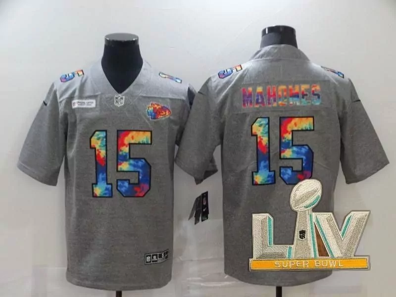 Patrick Mahomes 15 Jersey Gray Super Bowl Liv Kansas City Chiefs Stranger Things 2020