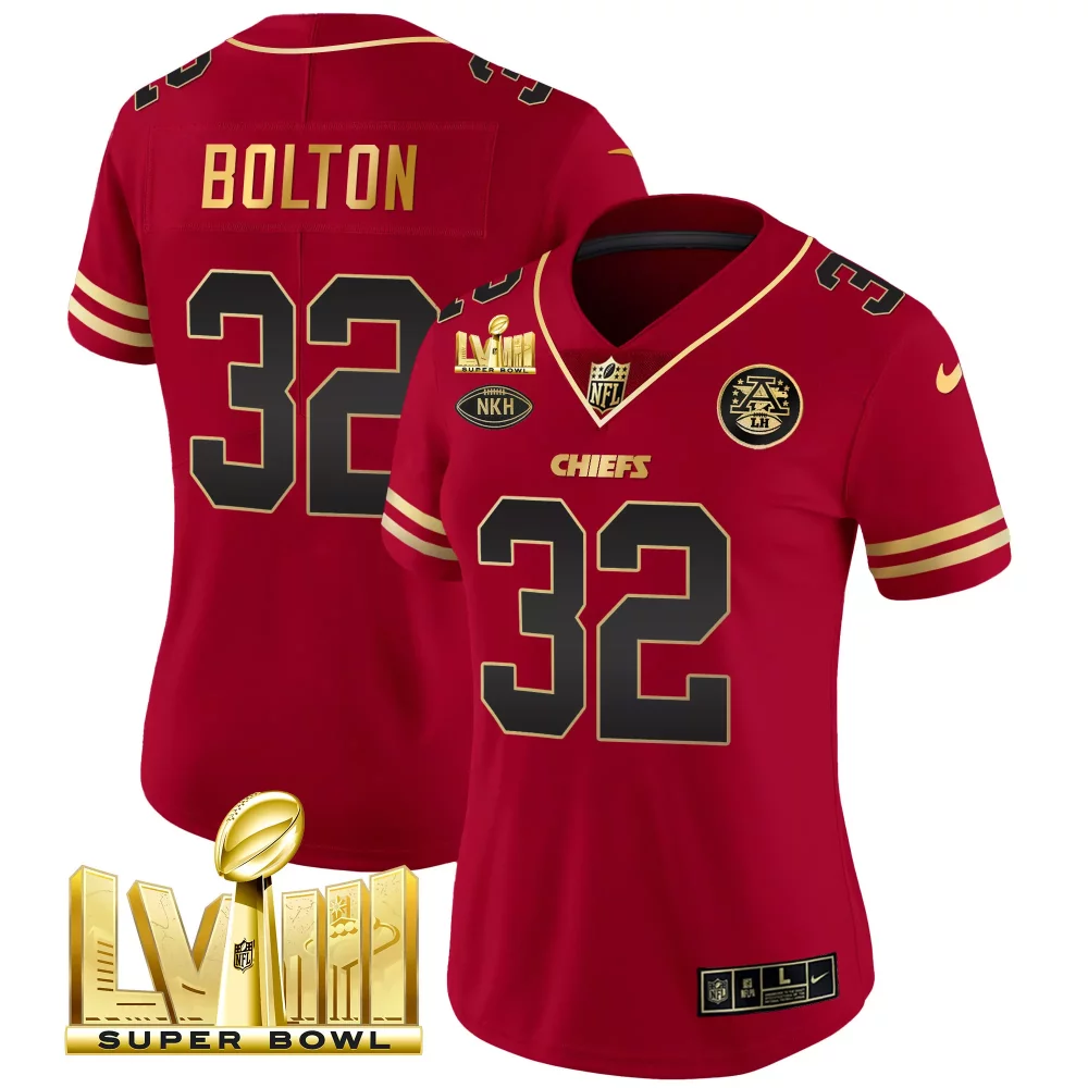 Nick Bolton 32 Chiefs Jersey Red Super Bowl Lviii 2023 Men Player Gold Black Vapor