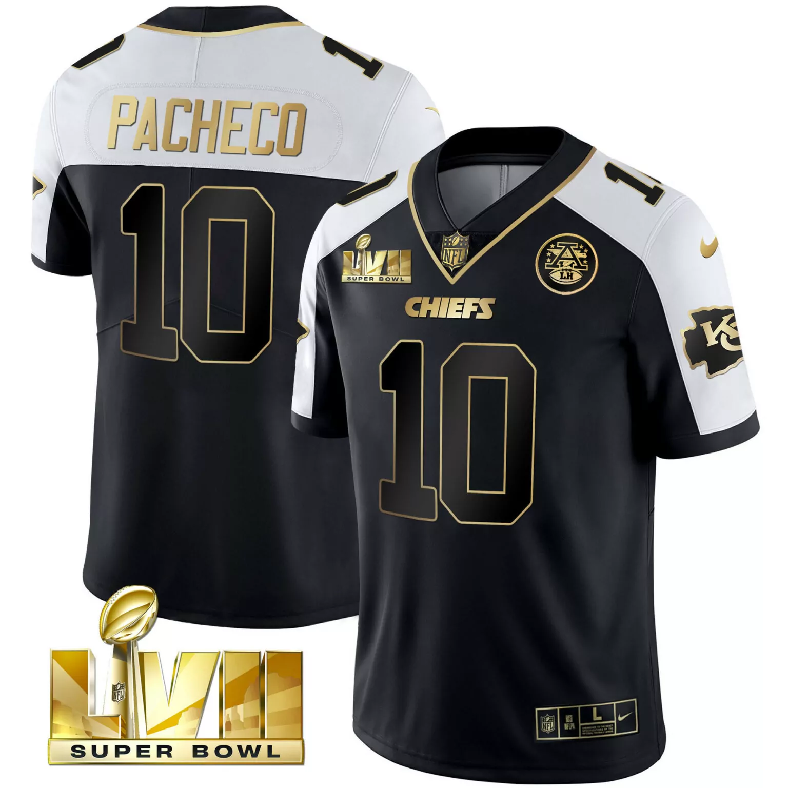 Isiah Pacheco 10 Jersey Black Super Bowl Lviii Kansas City Chiefs AFC Championship